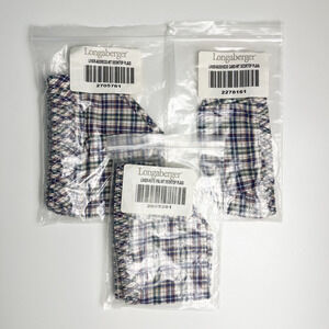 Longaberger Woven Traditions Desktop Plaid Fabric Basket Liners Set of 3